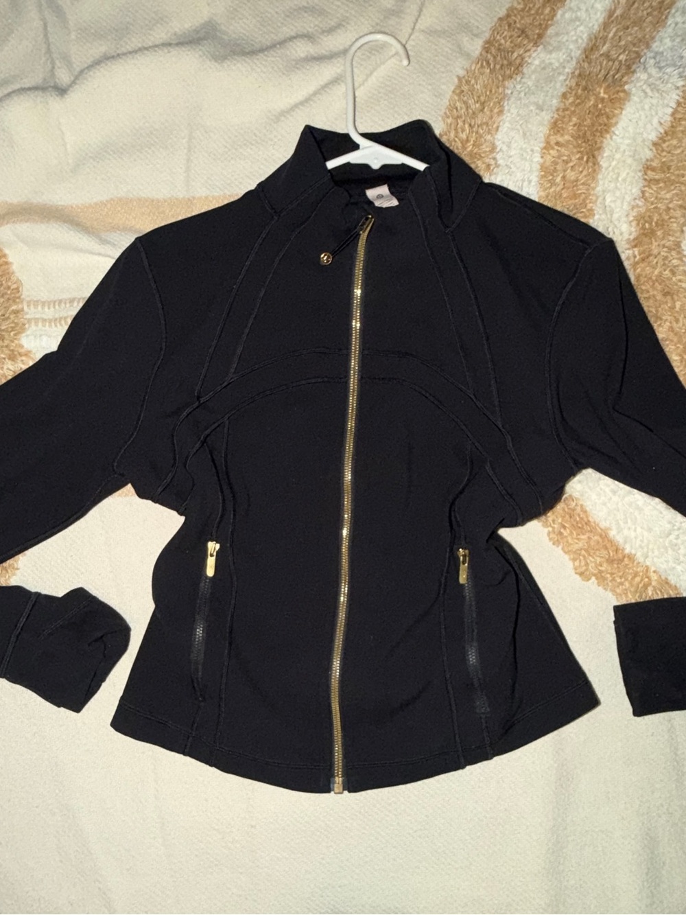 Women’s Black Zip-Front Jacket with Gold Hardware